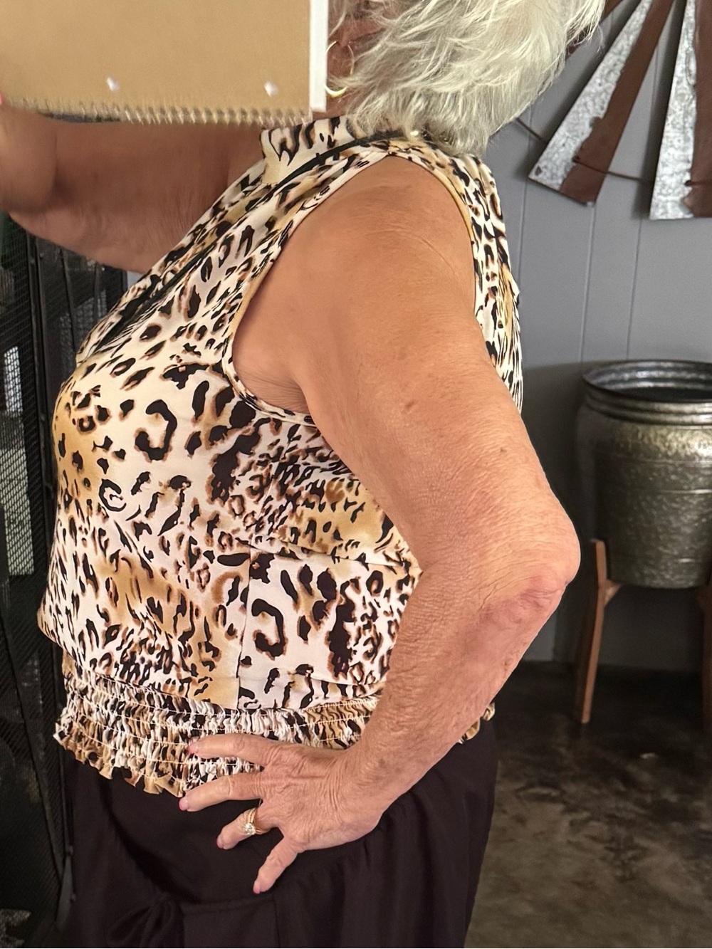 Essentials Leopard Print Halter Camisole - Brown Cream Black - Picture 5 of 6